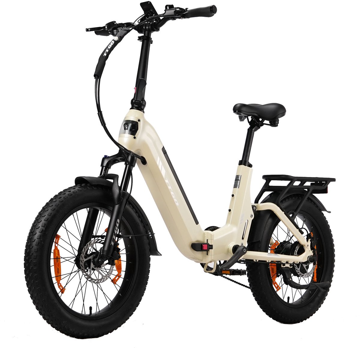 20*3.0" Elektrische vouwfietsen- 48V 15Ah (720Wh) Lithium Accu – Actieradius tot 120 km – Softtail-vering – Hydraulische Schijfremmen –Geveerde voorvork met lockout​ –Krachtsensor– 70Nm– Shimano 7 Versnellingen– Elektrische Stadsfiets– Wit