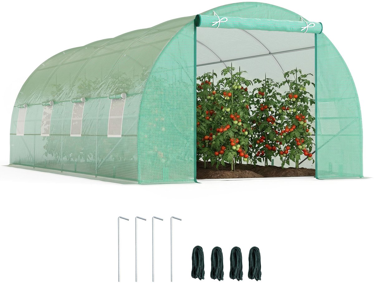 Outsunny Tunnelkas - Staal - 5,9 x 3 x 2 m - Groen