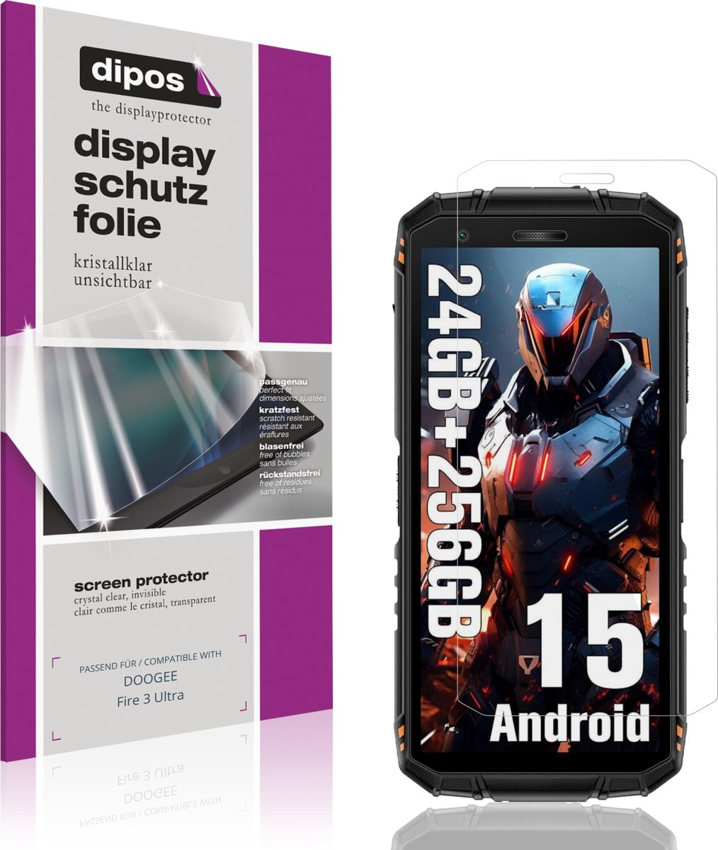 dipos – 4x Beschermfolie geschikt voor DOOGEE Fire 3 Ultra | Krasbestendige & heldere Screenprotector Ultra-Thin