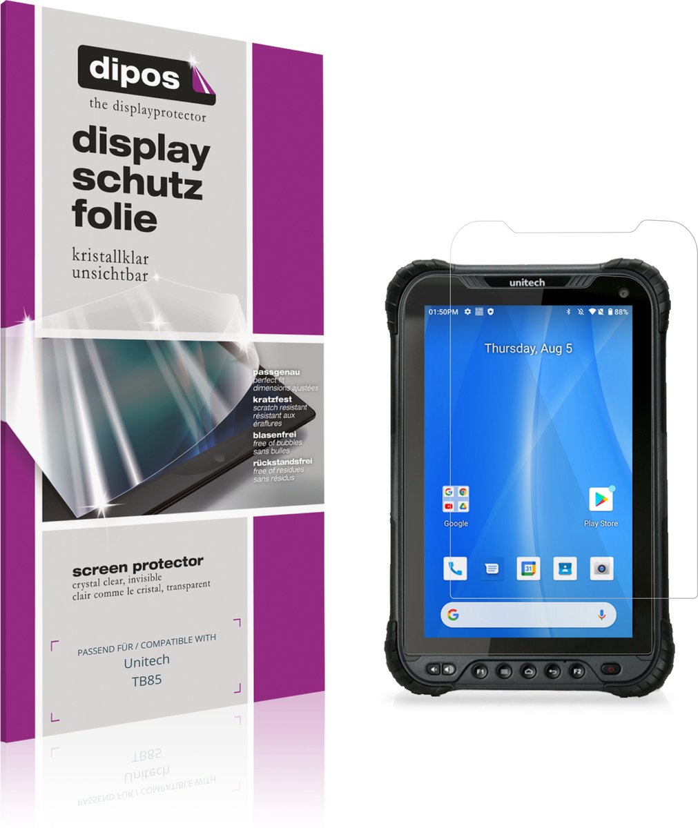 dipos – 2x Beschermfolie geschikt voor Unitech TB85 | Krasbestendige & heldere Screenprotector Ultra-Thin