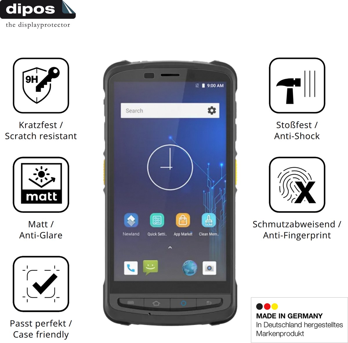 dipos – 2x Matte Pantserfolie geschikt voor Newland MT90 Orca III | 9H Screenprotector