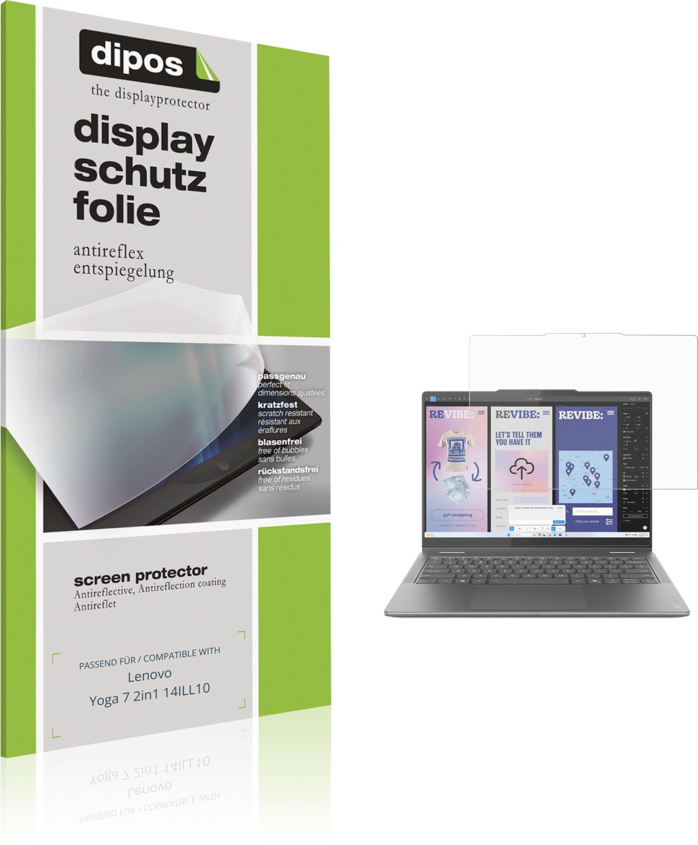 dipos – 2x Matte Beschermfolie geschikt voor Lenovo Yoga 7 2in1 14ILL10 | Krasbestendige & antireflecterende Screenprotector Ultra-Thin