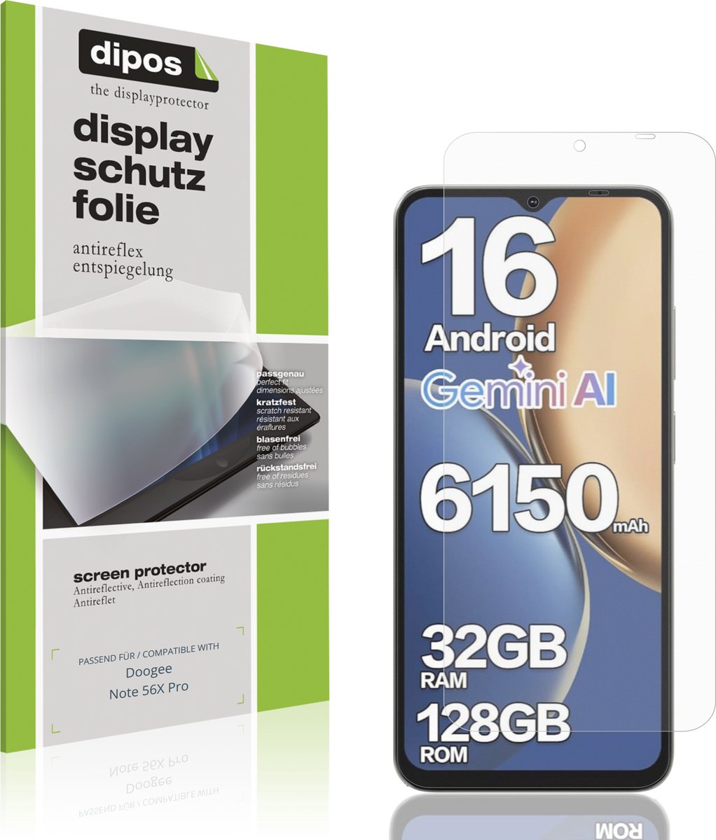 dipos – 4x Matte Beschermfolie geschikt voor Doogee Note 56X Pro | Krasbestendige & antireflecterende Screenprotector Ultra-Thin