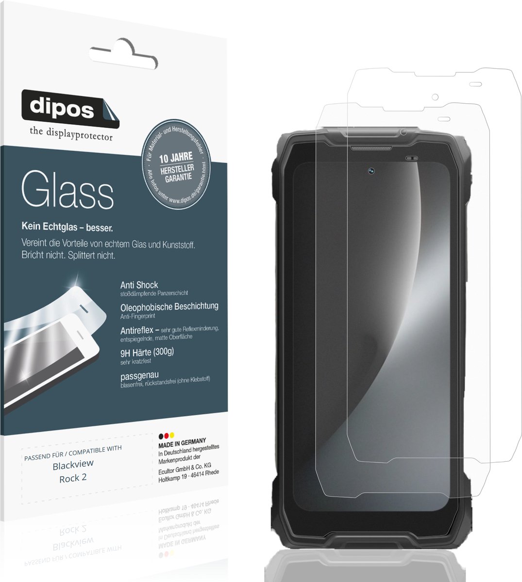 dipos – 2x Matte Pantserfolie geschikt voor Blackview Rock 2 | 9H Screenprotector