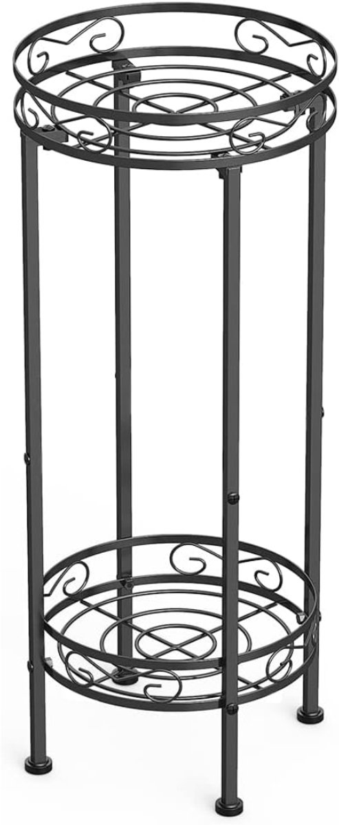 KIRA® Plantenrek Buiten - Decoratief Plantenrek voor de Tuin - Metalen Plantentrap voor Buiten & Binnen - Zwart - 29cm x 29cm x 71