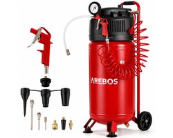 AREBOS Luchtcompressor Compressor 50L met 13-Delige Pneumatische Set 10 Bar Rood