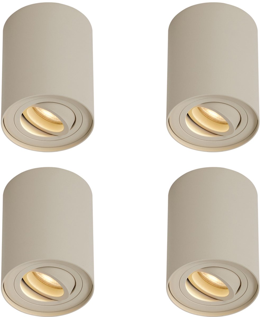 Qazqa verstelbare spot, opbouwspot, plafondspot - 108444 - beige , max. 10W, geschikt voor led, 10cm, ideaal als keuken en woonkamer lamp, in set van