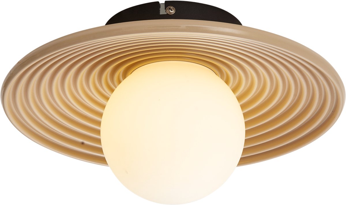Qazqa retro plafondlamp, plafonniere - Lila - beige, rond, 28.5cm, ideaal als hal, slaapkamer en woonkamer lamp