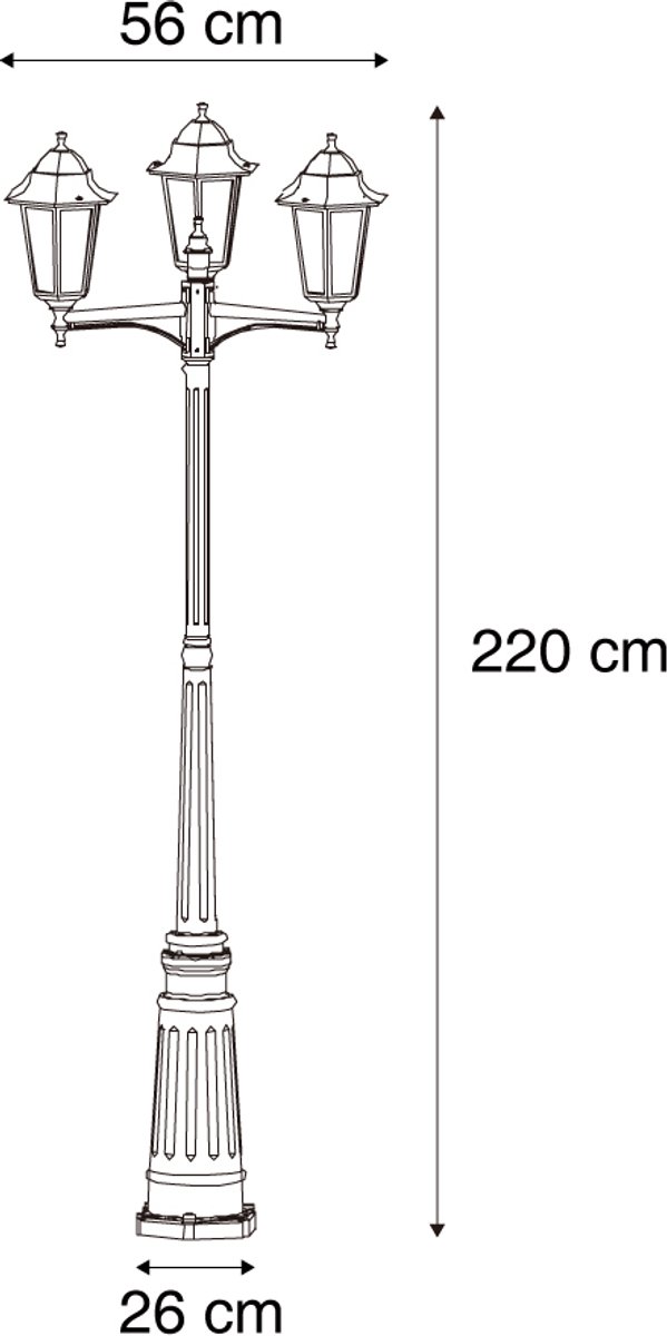 Qazqa moderne lantaarn voor in de tuin - Havana - rood, max. 15W, geschikt voor led, 220cm, IP44, 3-lichts
