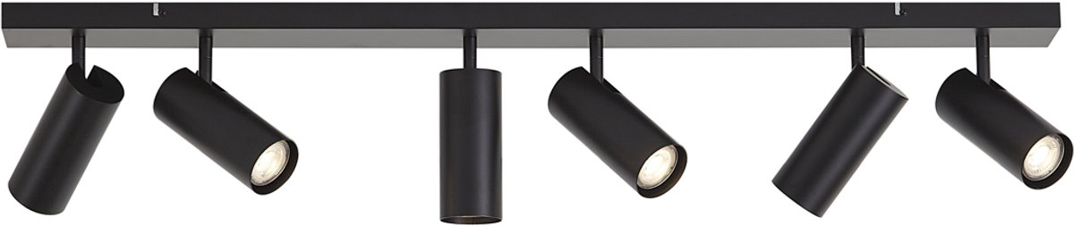Qazqa moderne plafondlamp, plafonniere - Renna - zwart, rechthoekig, 6-lichts, 100cm, ideaal als keuken, woonkamer lamp