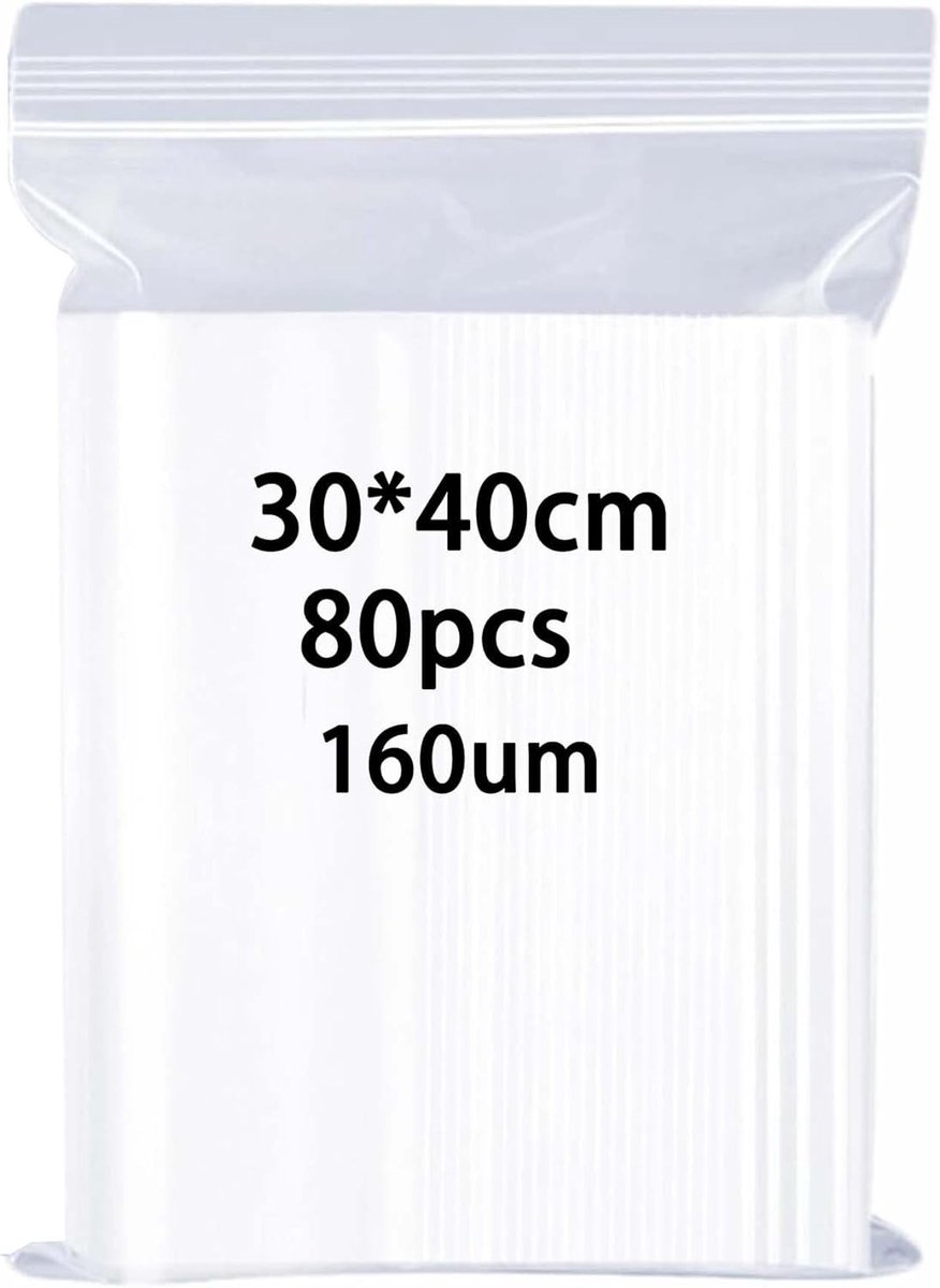 Hersluitbare Plastic Zakken - Transparant - 30 x 40 cm - Sterke en Robuuste Zak met Ritssluiting - Voor Kleding en Organisatie