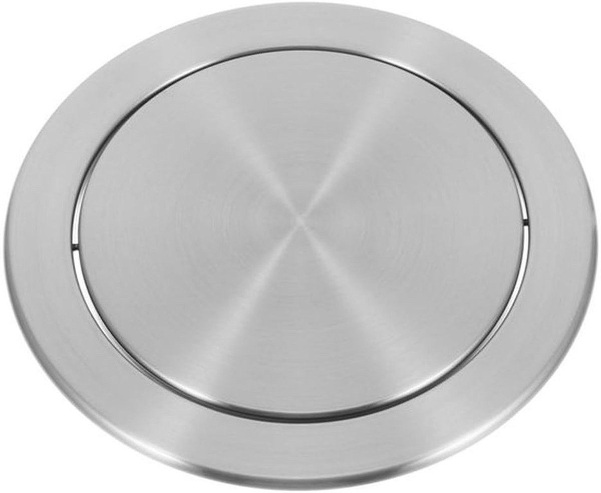 Klapdeksel Inbouwdesign - Afvalemmer - Roestvrij Staal - Compact - Geschikt voor Thuis/Kantoor - Afmetingen 16,5 x 16,5 x 3,3 cm - Afvalbakdeksel