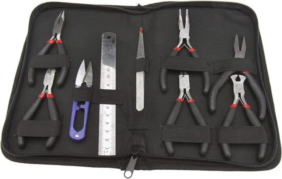 Sieraden Tang Sets - Mini - DIY Gereedschap - Opbergtas - Kralen - Tang - Geschikt voor Sieraden Maken - Roze 9Pcs Sieraden Tang Sets Mini Sieraden Maken Tang Kralen Tool Kit Diy Gereedschap Met Opbergtas.