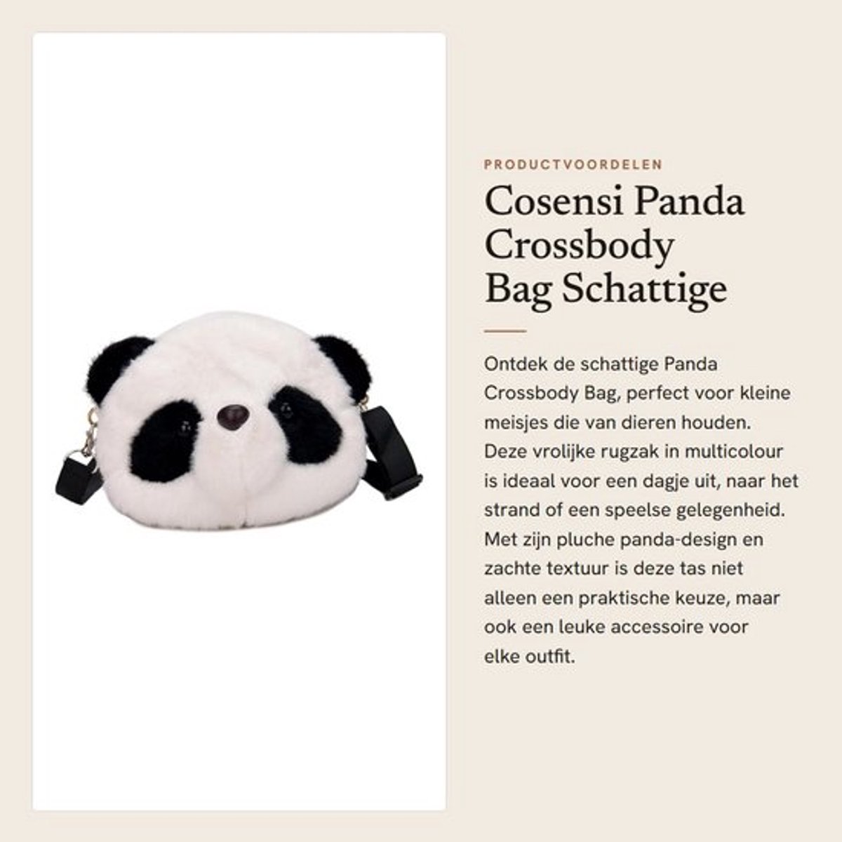 Panda Tas Schattig - Schoudertas Dames - Crossbodytas - Handtas - Fluffy Tote Bag - Klein Formaat