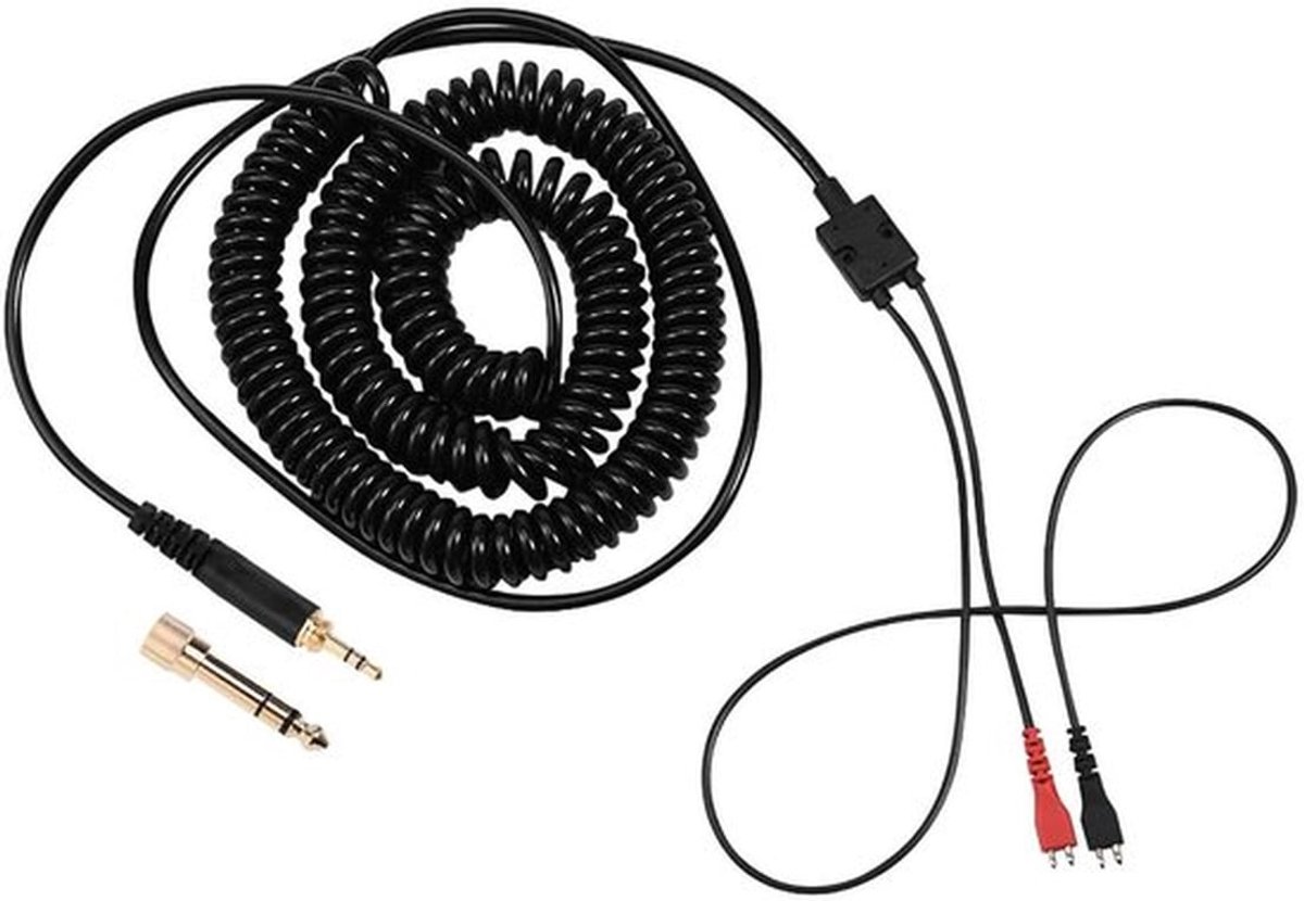 - Opgerolde Hoofdtelefoonkabel - Vervangende Veerspoelkabel - Zwart - Oortelefoon - HD25/560/540/480/430 - Geschikt voor Hoofdtelefoon-oortelefoon.