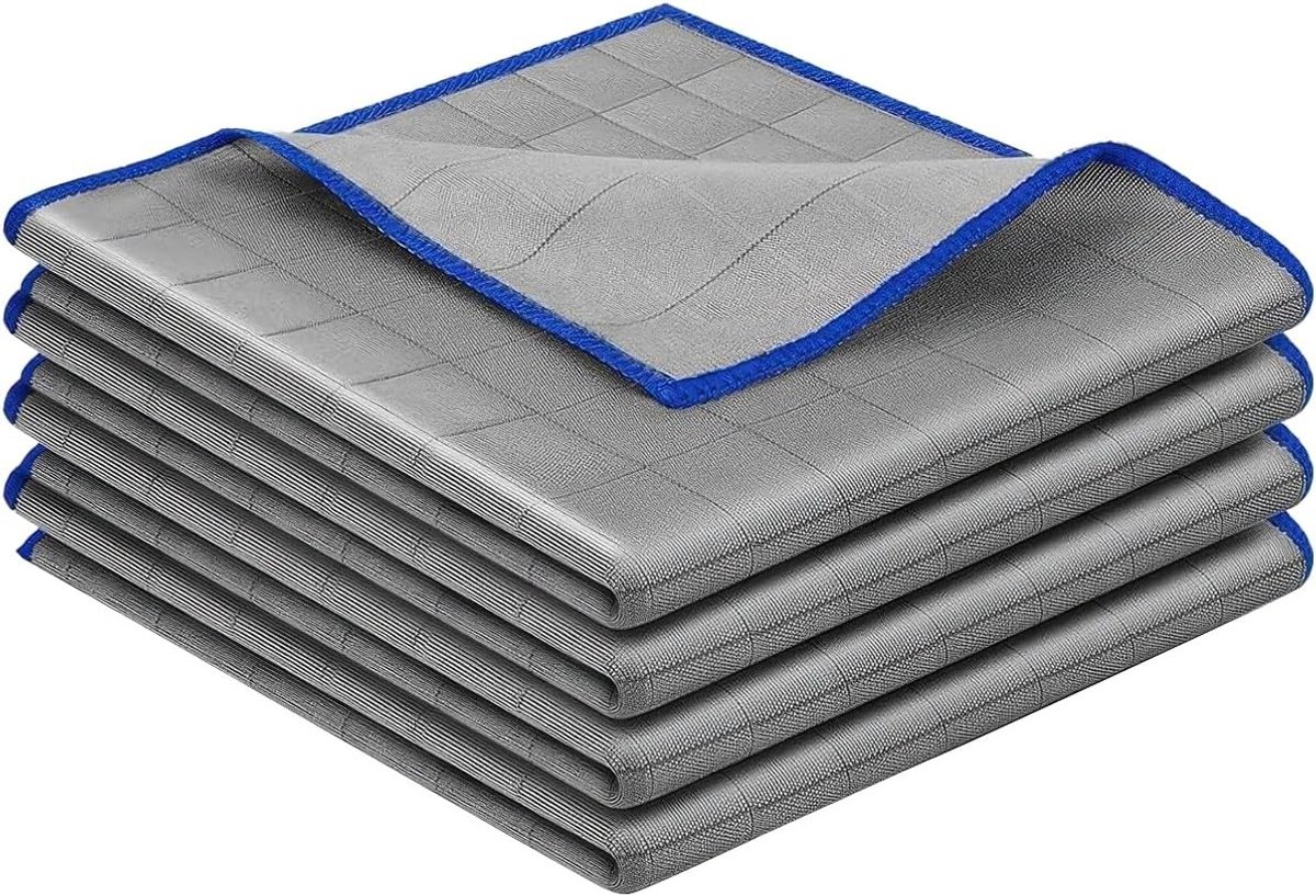 Set van 4 Herbruikbare Microvezeldoeken voor Glas en Spiegel, Lintvrij en Streeploos, Ideaal voor Keuken en Huishouden