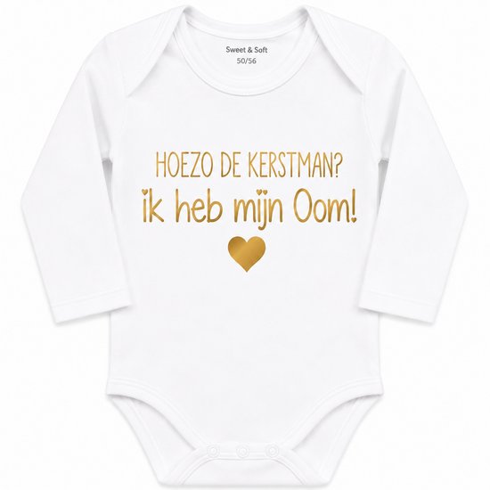 Baby Rompertje bekendmaking zwangerschap feestdagen Hoezo de kerstman? Ik heb mijn Oom | Lange mouw | wit | maat 50/56 | cadeau mijn 1e eerste kerst kerstmis of zwangerschapsaankondiging
