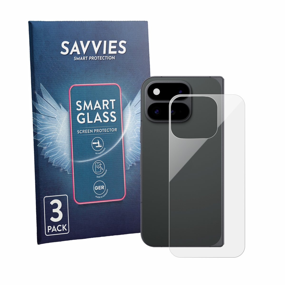 3 Stuks Savvies Screenprotector - geschikt voor Google Pixel 11 Pro Fold (Achterkant) - beschermfolie glas transparant
