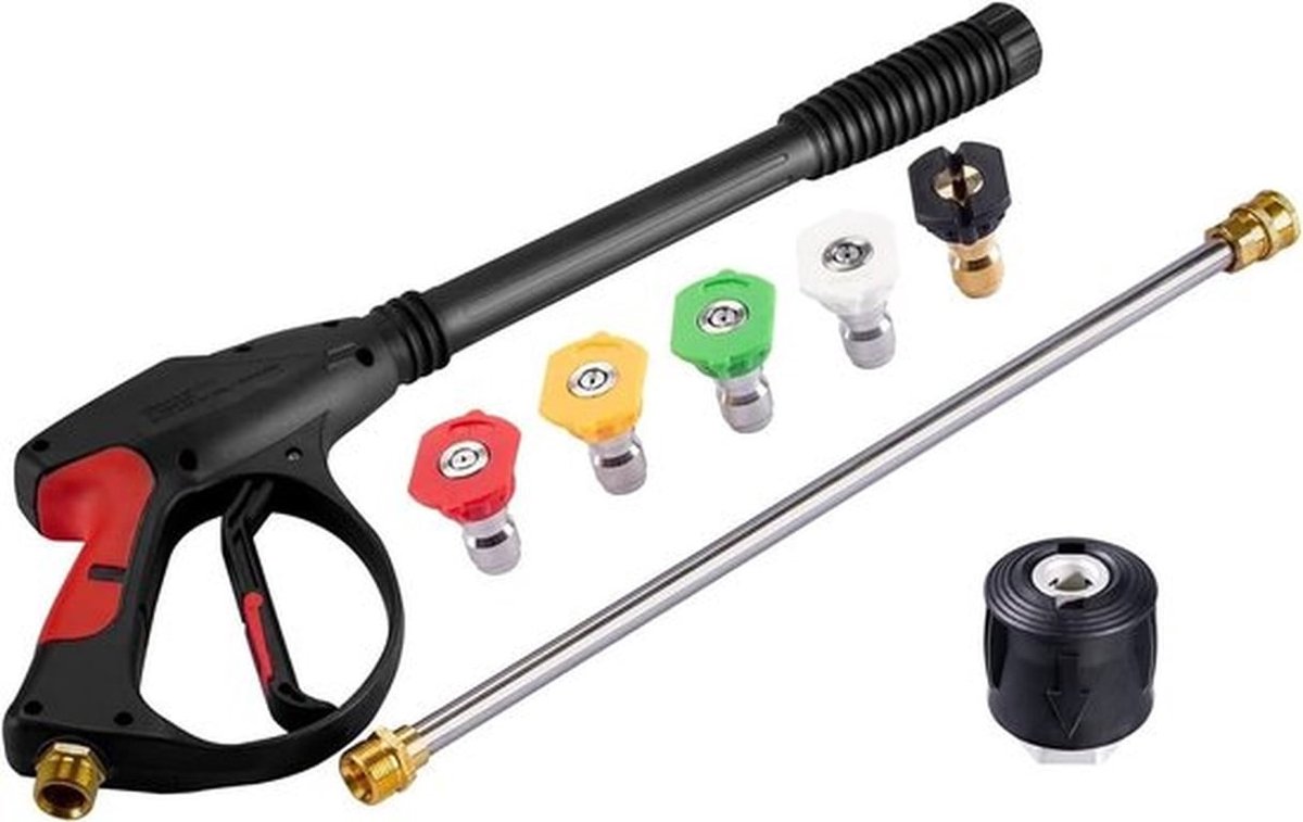 Hoge Druk Spuitpistool Accessoire Kit met Wandverlenging voor M22 14MM en K2 t/m K7, Verstelbare Reinigingsdouche tot 4000 PSI, Ideaal voor Tuin en Auto