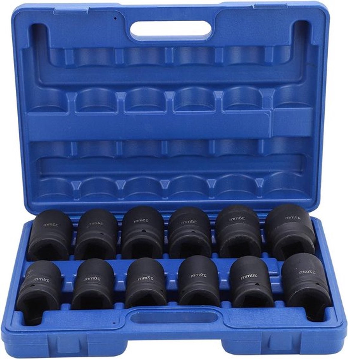 12-delige dopsleutelset met 1 inch slagmoersleutel en zeskantdoppen 24-41 mm