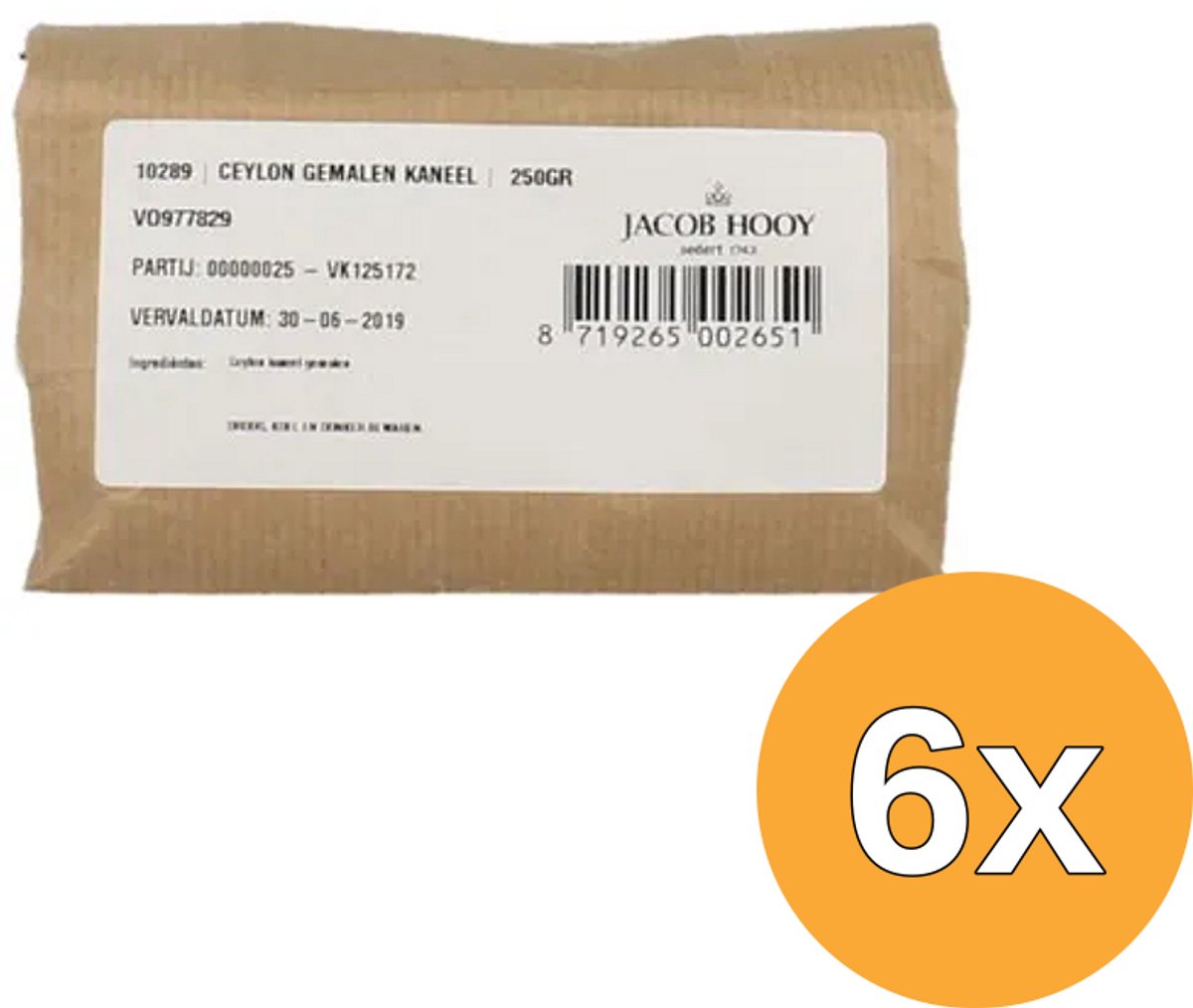 6x Jacob Hooy Kaneel Ceylon Gemalen (250 gr)