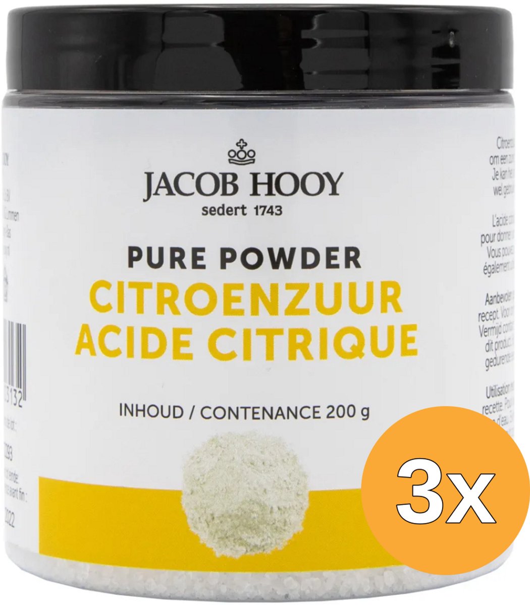 3x Jacob Hooy Citroenzuur Pot (200 gr)