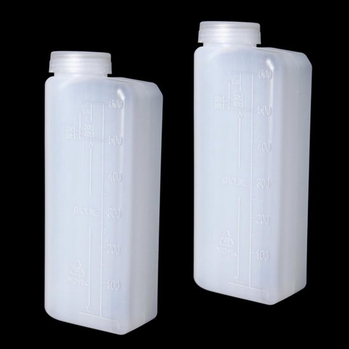 Mengfles 600 ml - 2-takt - Lekvrij - Meetlat - HDPE - Duurzaam - Makkelijk schoon te maken - Brandstofmengfles