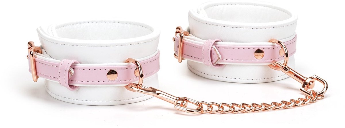 Liebe Seele - Fairy - Leren Polsboeien - Rosé-Gouden Gespen - Roze/Wit