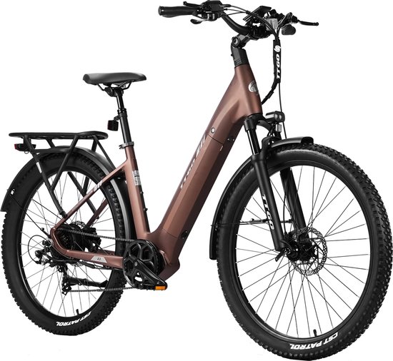 2026 TTGO 27.5×2.4 Inch Elektrische Fiets - 48V 15Ah Accu (720Wh) - ZOOM Gedempte Zadelpen - Actieradius tot 130 km - LCD Display - Shimano 7 Versnellingen - Hydraulische Schijfremmen - 70 Nm– Elektrische stadsfietsen - Bruin — afbeelding 2