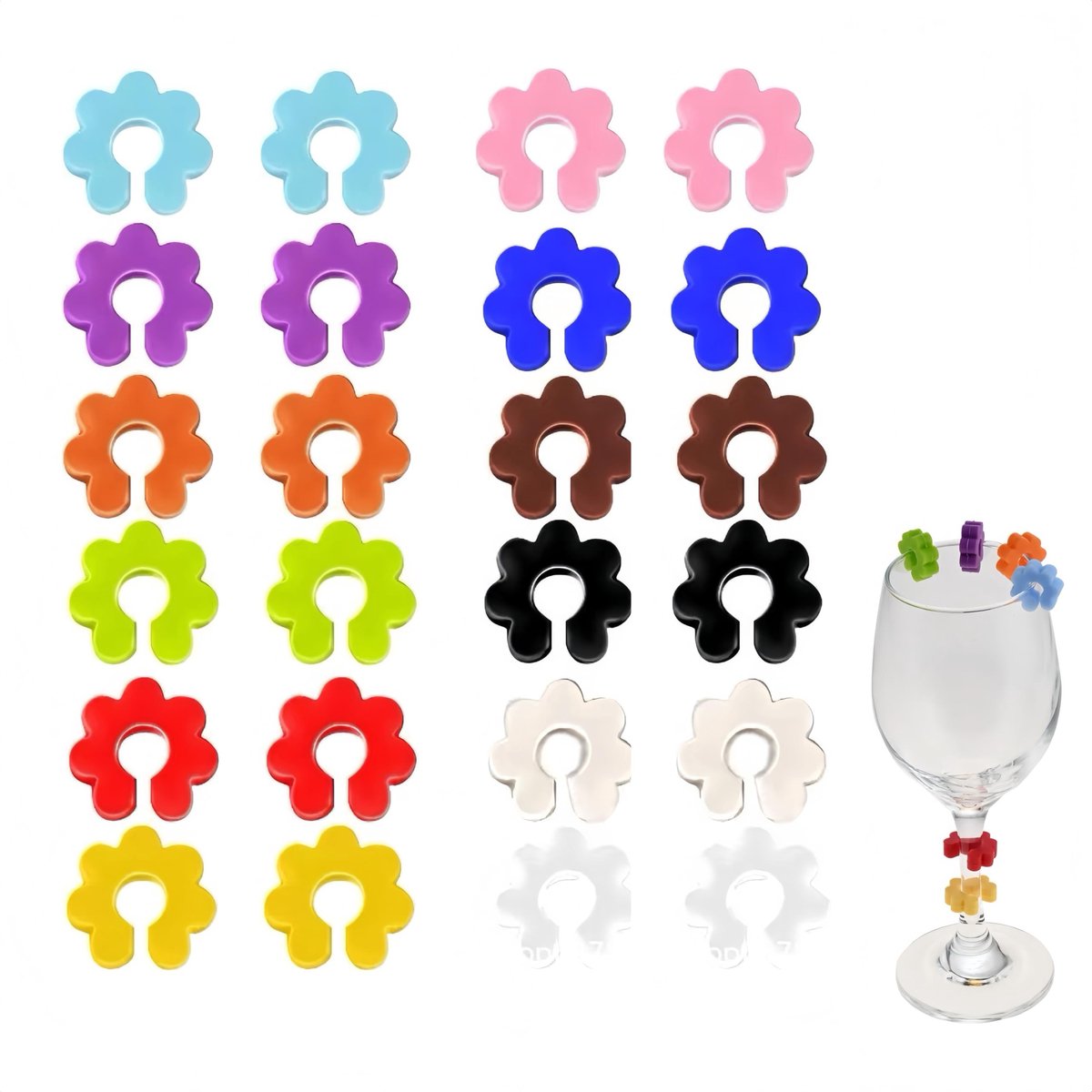 Solidchoice - Set van 24 Silicone Glasmarkers voor Feesten