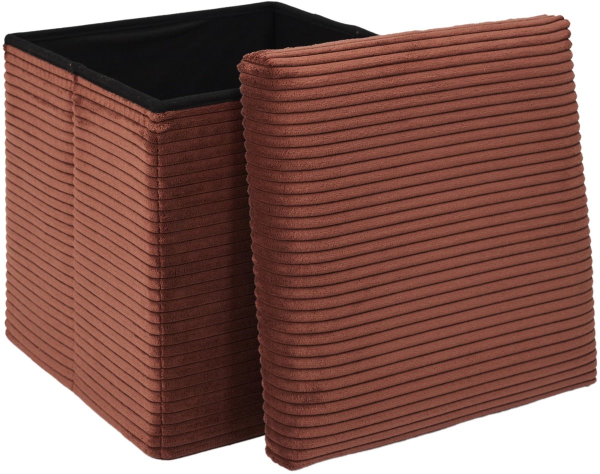 Solidchoice - Opvouwbare Poef en Opbergkast in Terracotta