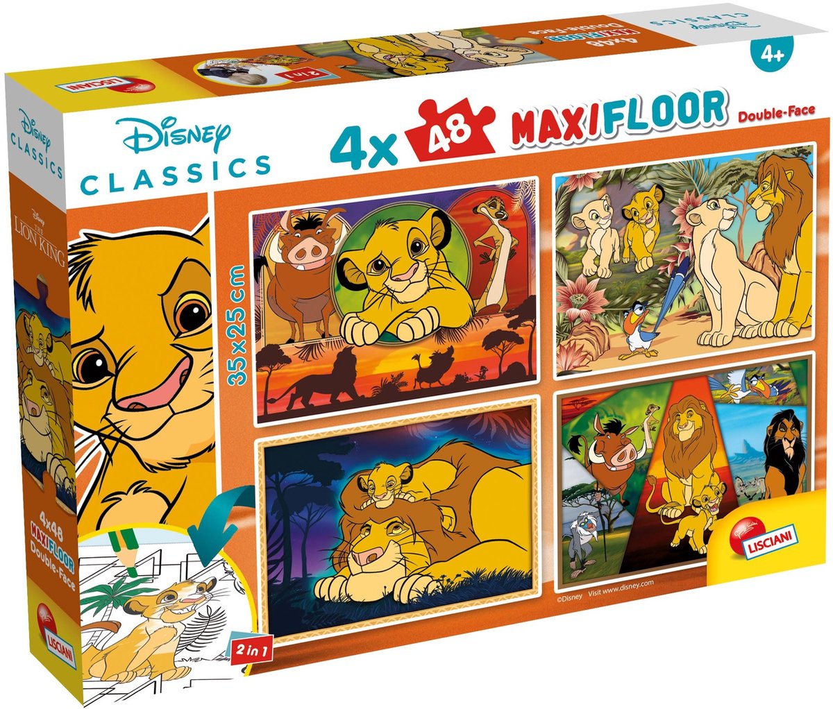 Solidchoice - Disney Lion King Maxifloor Puzzel van 4 x 48 Stukken