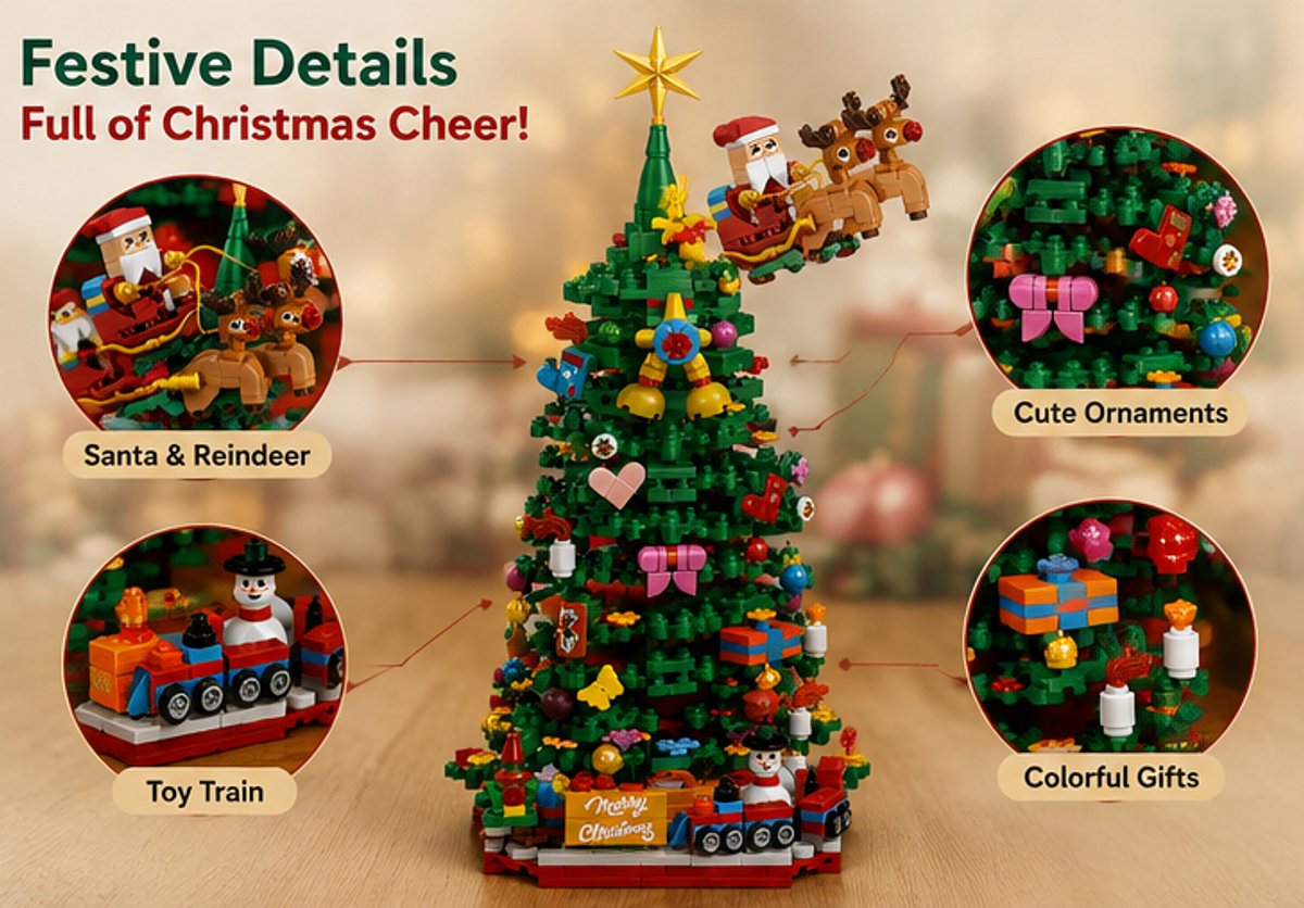 Kerst Adventskalender Bouwstenen 2026 – 24 Dagen Kerst Countdown Kalender – 24 Verrassingsdoosjes – Kerstboom Bouwset 833 Stuks – Kerst Cadeau voor Kinderen en Volwassenen - Cadeautjes - Kerst – foto 5