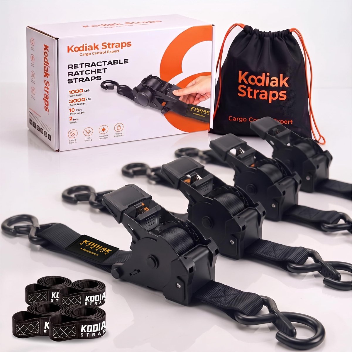 Solidchoice - Retractable Ratchet Straps 24 in x 10 ft met Eenvoudige Ontgrendeling