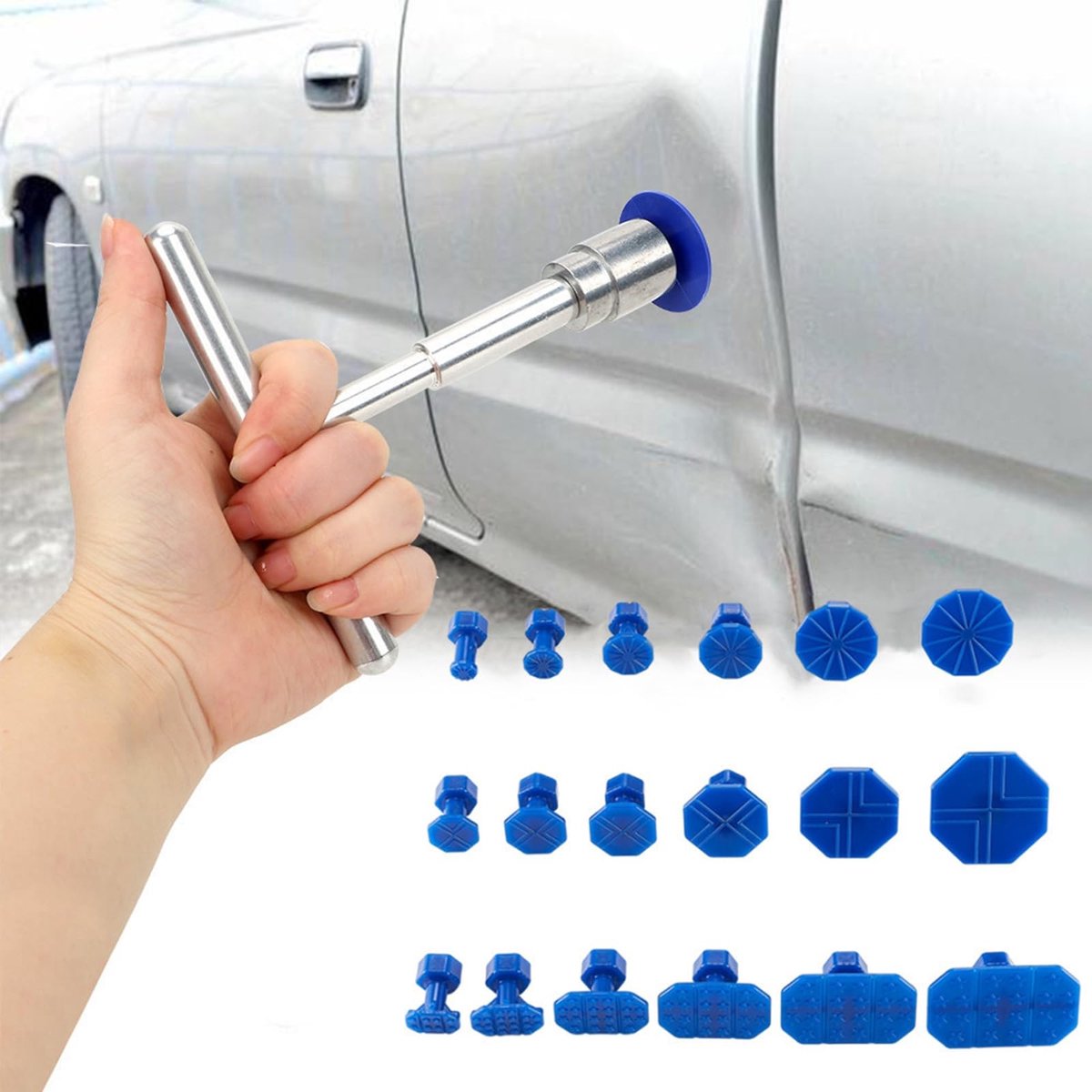 Solidchoice - Dentschade Herstelset - Professionele Tools - Inclusief T-Bar Puller en Suction Cups - Effectief en Duurzaam - Voor Auto en Fiets - Zwart