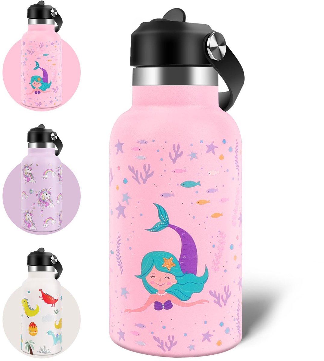 Solidchoice - RVS Kinderdrinkfles 350 ml met Rietje en Lekvrij Ontwerp