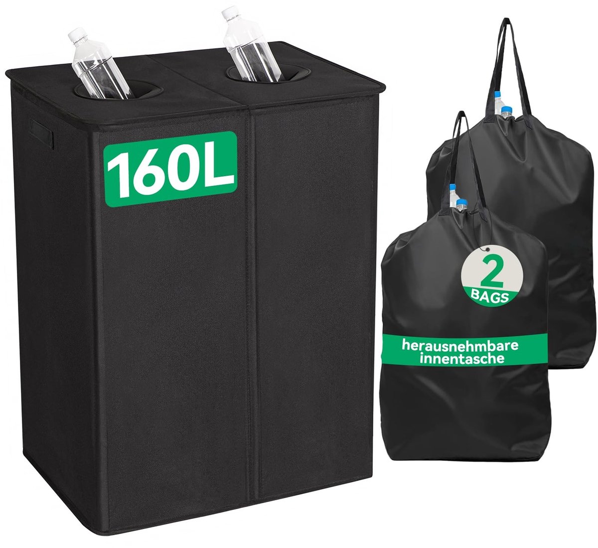 Solidchoice - Grote Afvalcontainer voor Flessen met 2 Compartimenten