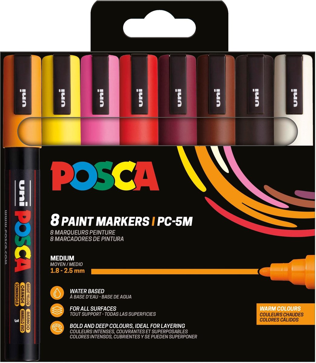 Solidchoice - Set van 8 Warmgekleurde Acrylmarkers PC-5M