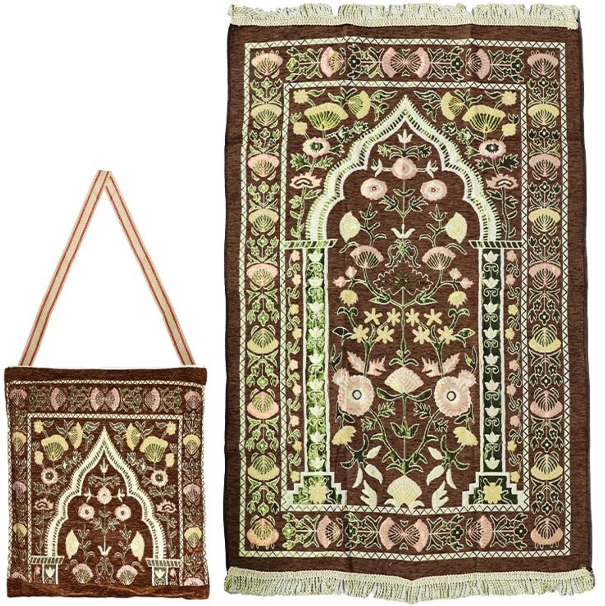 Solidchoice - Draagbare Gebedmat met Elegante Tas voor Ramadan (Bruin)