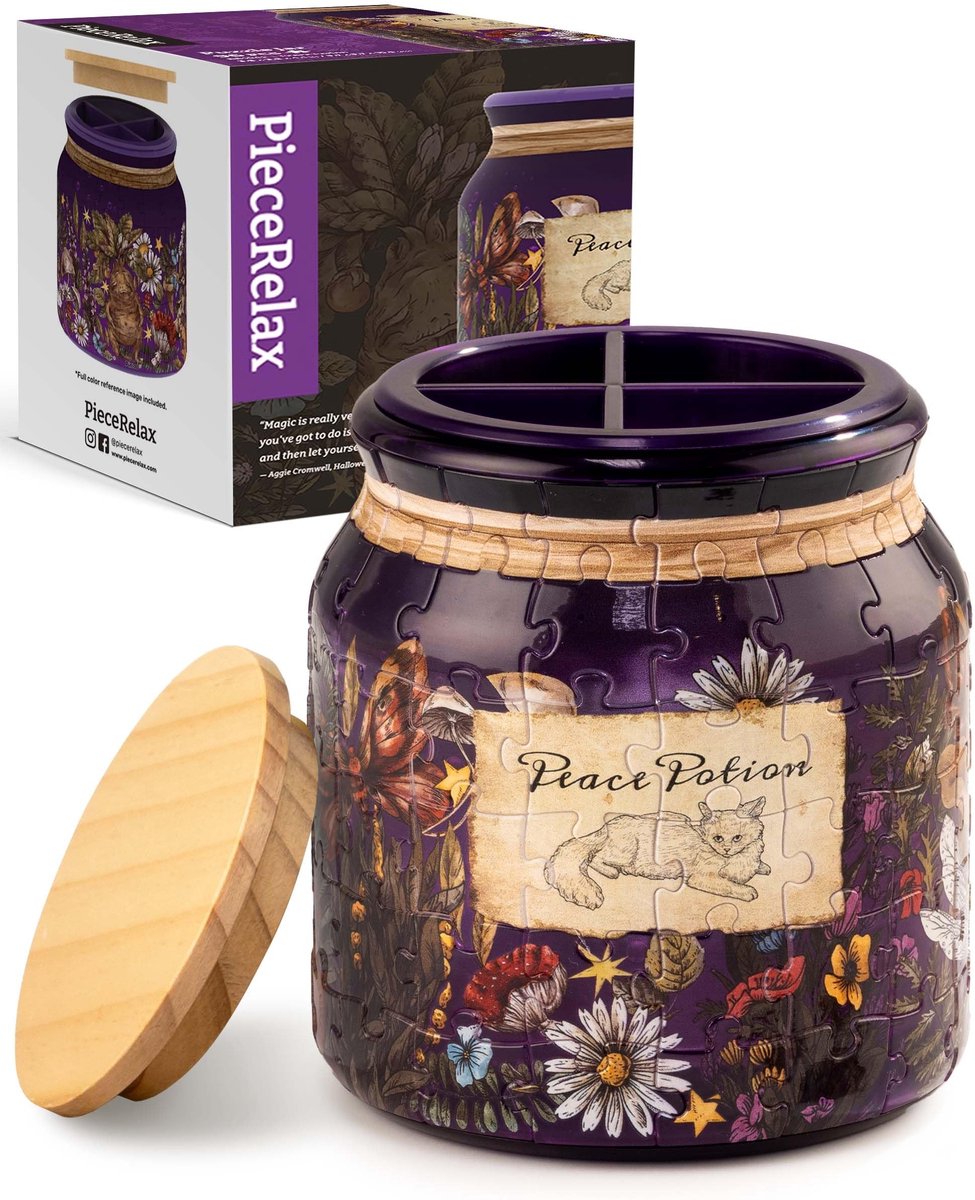 Solidchoice - 3D Puzzel Penhouder met 96 Stukken en Houten Deksel