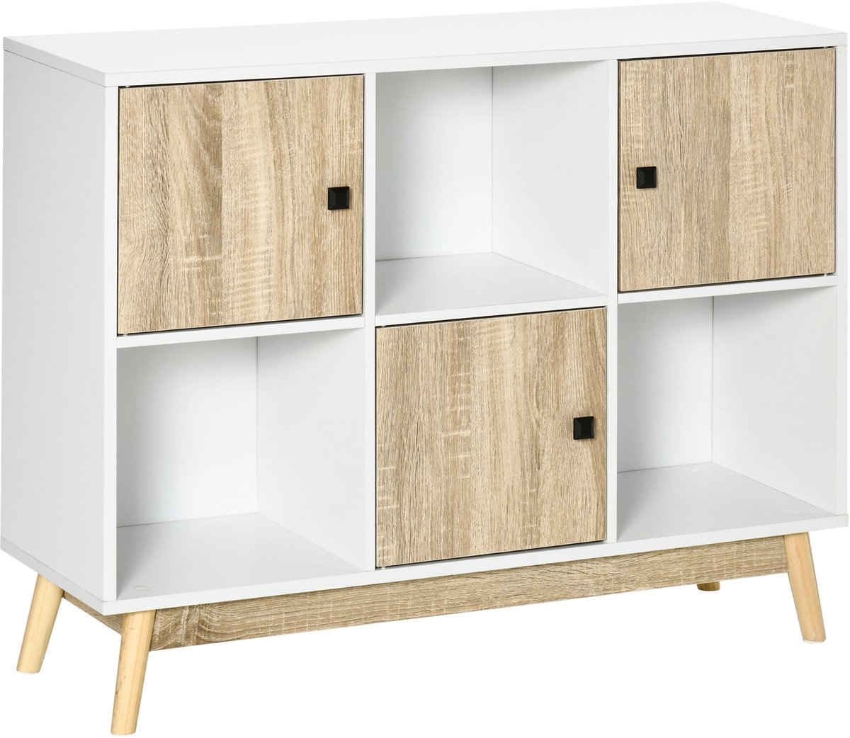 Homcom Dressoir - Spaanplaat - 96x30x75cm - Natuurlijk hout