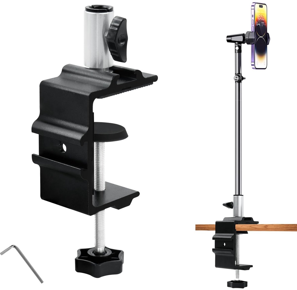 Solidchoice - Stabiele Microfoonstandaard met Verstelbare Klem voor Tafelmontage