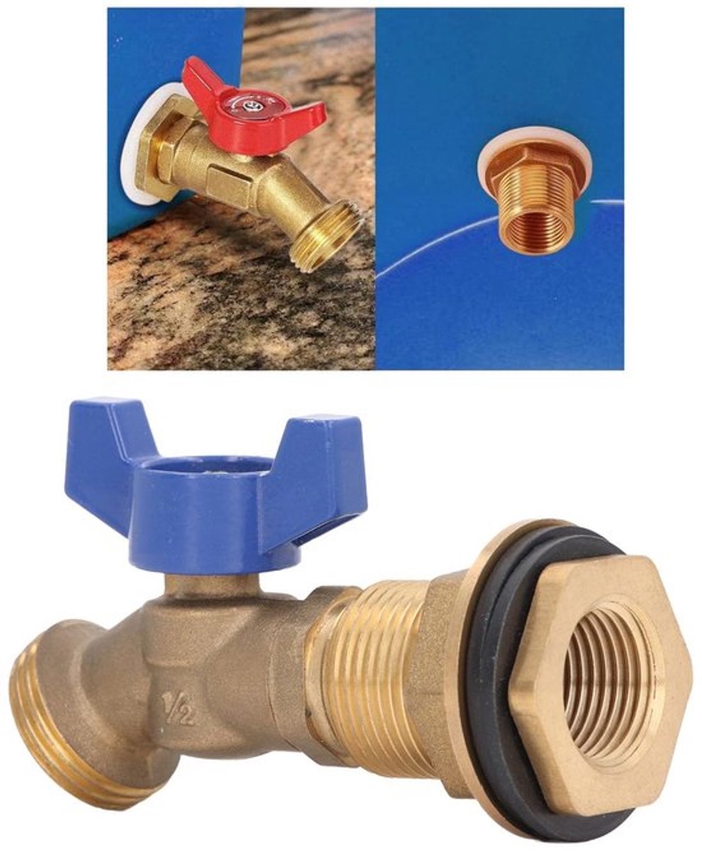 Kogelklep 1/2 Inch BSP - 3/4 Inch BSP - Kwartdraai Waterkraan - Messing - Bulkhead Bevestiging - Voor Regenwater Tanks - Waterafvoer