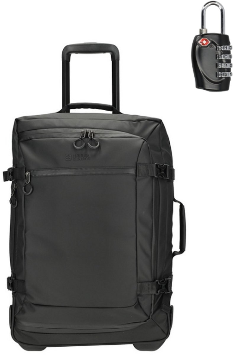 Handbagage Koffer 55x35x20 cm - Trolley Wieltas - Zwart - Met TSA Hangslot