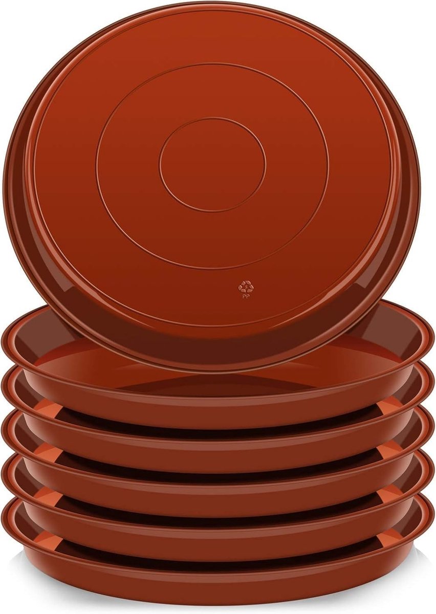 Set van 6 Plastic Plant Coasters van 30 cm, Zwart, Geschikt voor Binnen- en Buitengebruik, Bescherming voor Plantenpotten en Vloeren