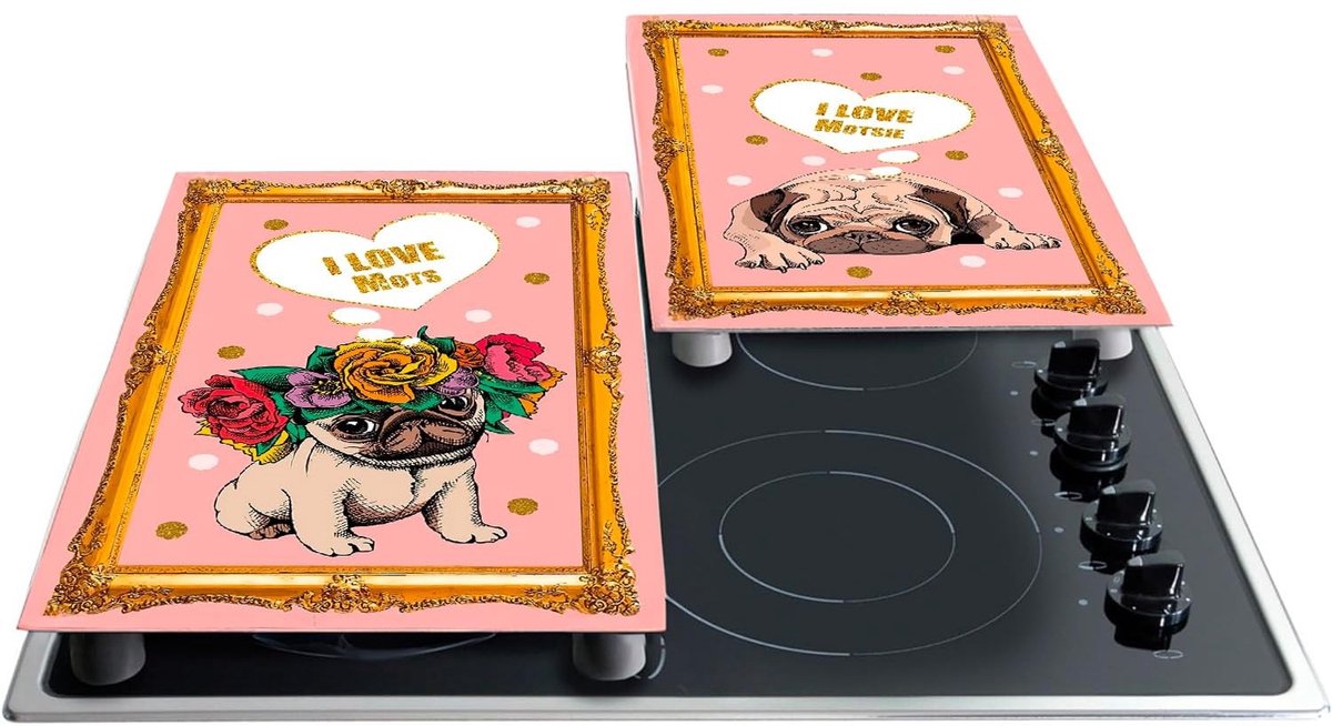 Solidchoice - Glass Ceramic Stove Cover met Hond Ontwerp, 30 x 52 cm