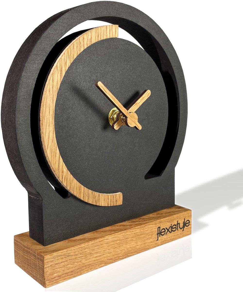 Solidchoice - Modern Staande Klok van Hout met Zwarte Accenten