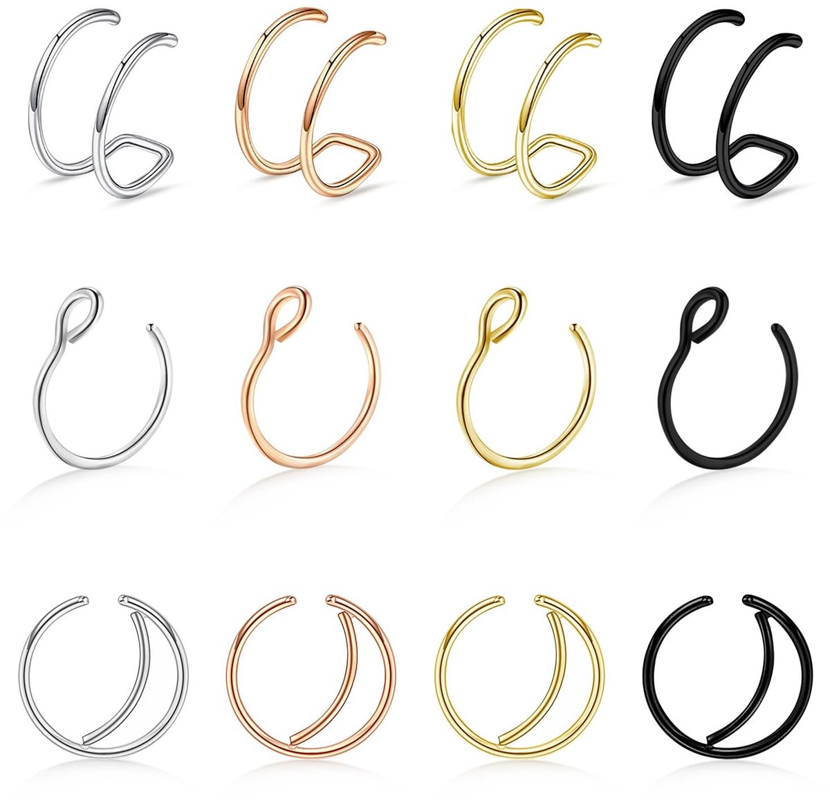 Solidchoice - Set van 14 Magnetische Neusringen en Hoofdsieraden