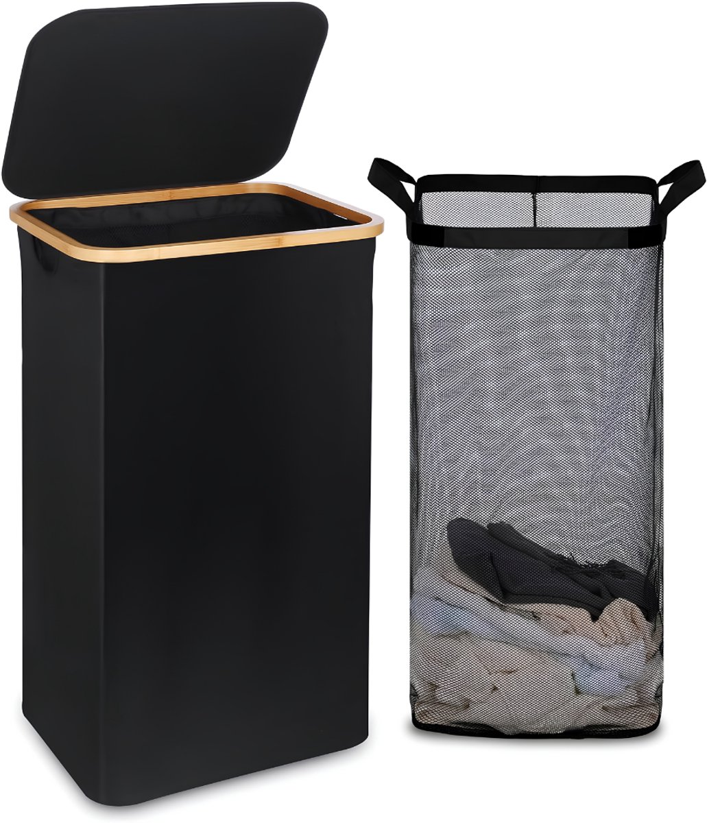 TYR® Wasmand - Wasmanden - Wasbox - Zwart - 41cm x 33cm x 74cm