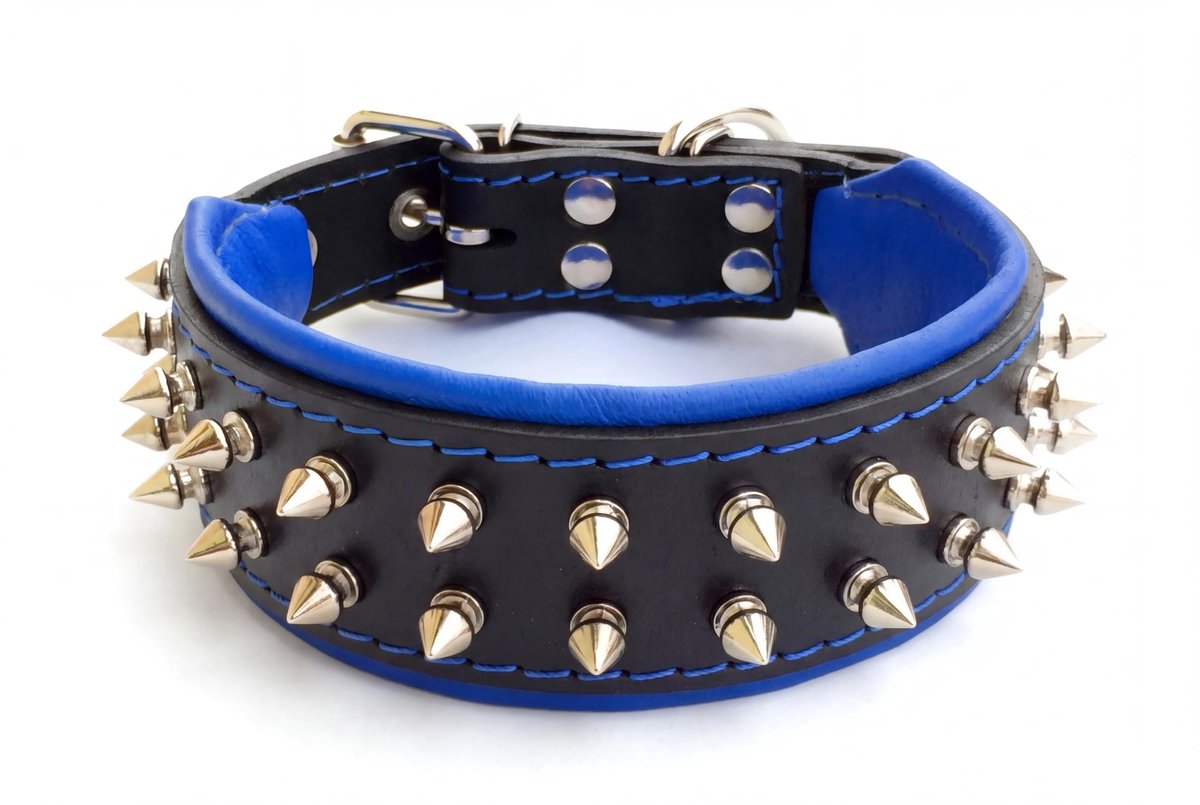 Solidchoice - Hondenhalsband van Leer met Schroefpunten 5 cm Breed
